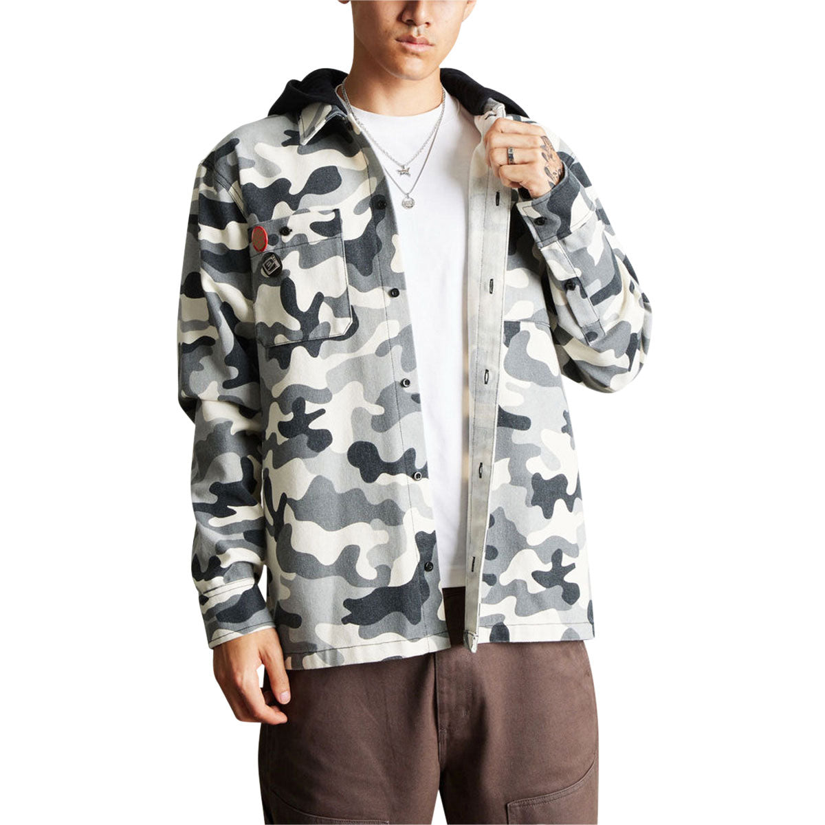 HUF Olympia Camo Hooded Over Shirt - Camo image 2