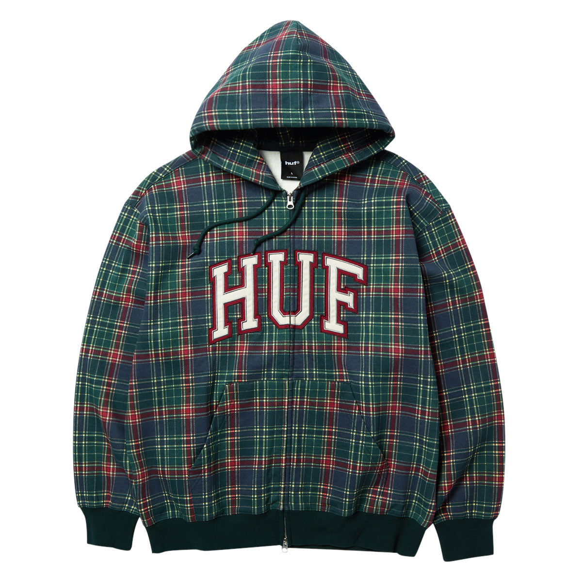 HUF Arch Plaid Full Zip Hoodie - Forest image 1