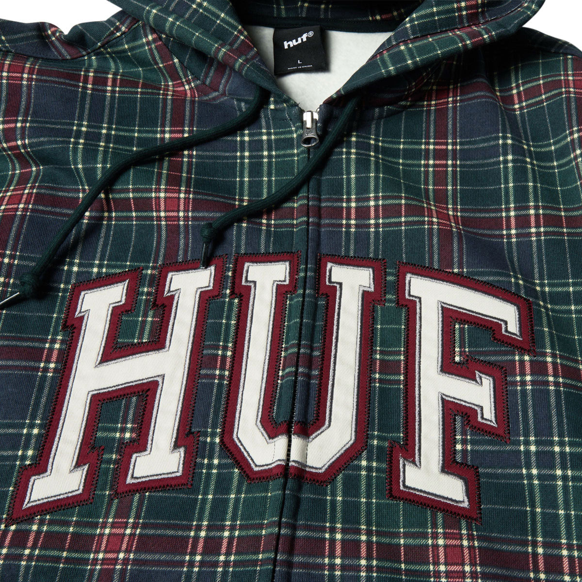 HUF Arch Plaid Full Zip Hoodie - Forest image 5