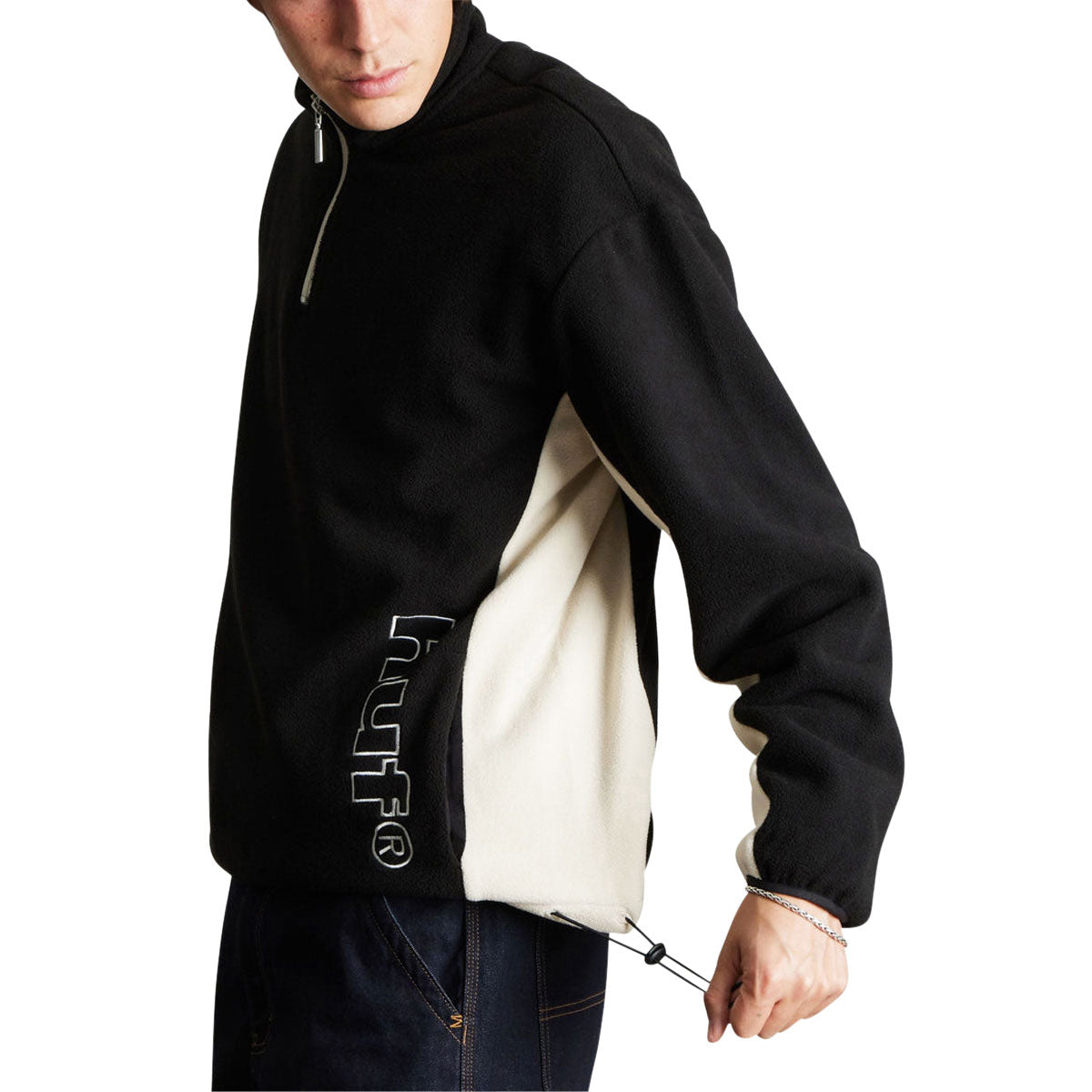 HUF Basecamp Quarter Zip Polar Fleece Sweatshirt - Black image 4