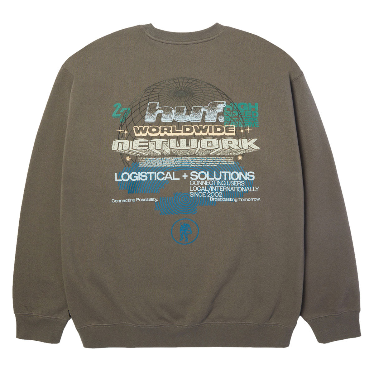 HUF Worldwide Network Crew Sweatshirt - Dark Earth image 2