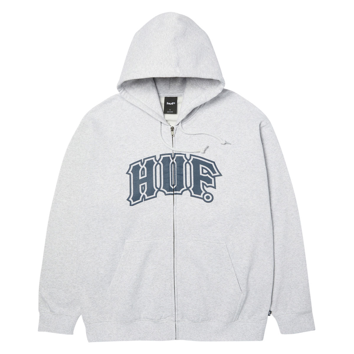 HUF Classic Arch Full Zip Hoodie - Heather Grey/Navy image 1