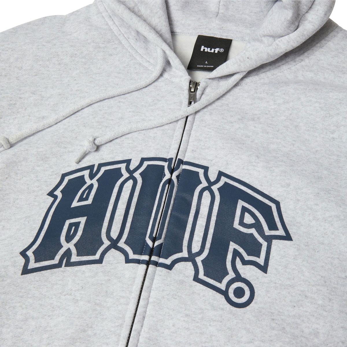 HUF Classic Arch Full Zip Hoodie - Heather Grey/Navy image 2