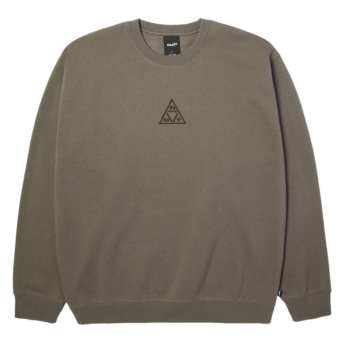 HUF Triple Triangle Embroidered Crew Sweatshirt - Dark Earth/Brown image 1