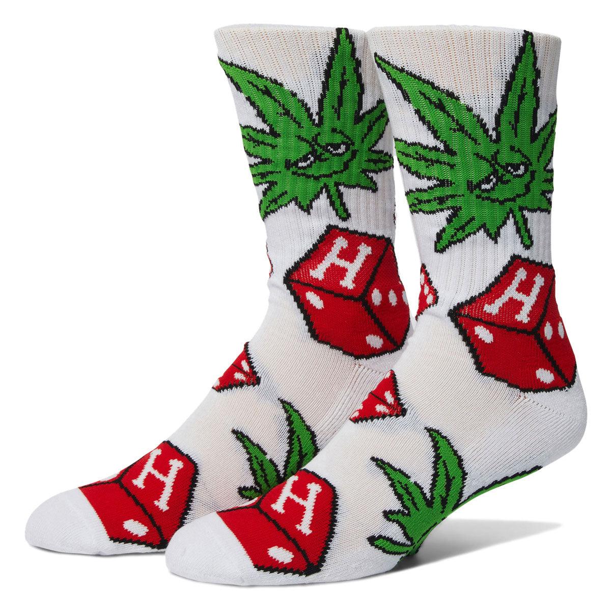 HUF Dice Buddy Crew Socks - White image 1
