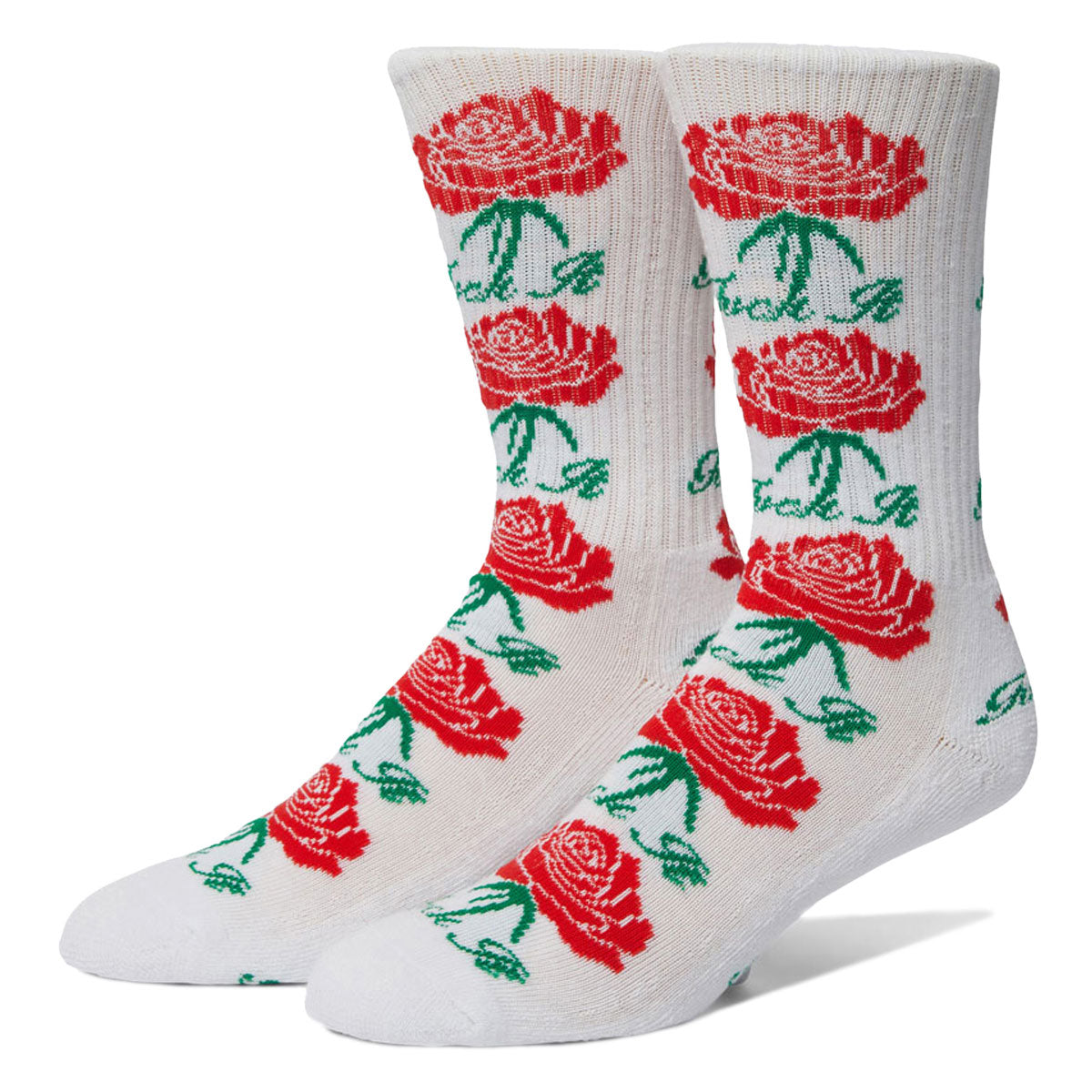 HUF Fuck It Rose Crew Socks - White image 1