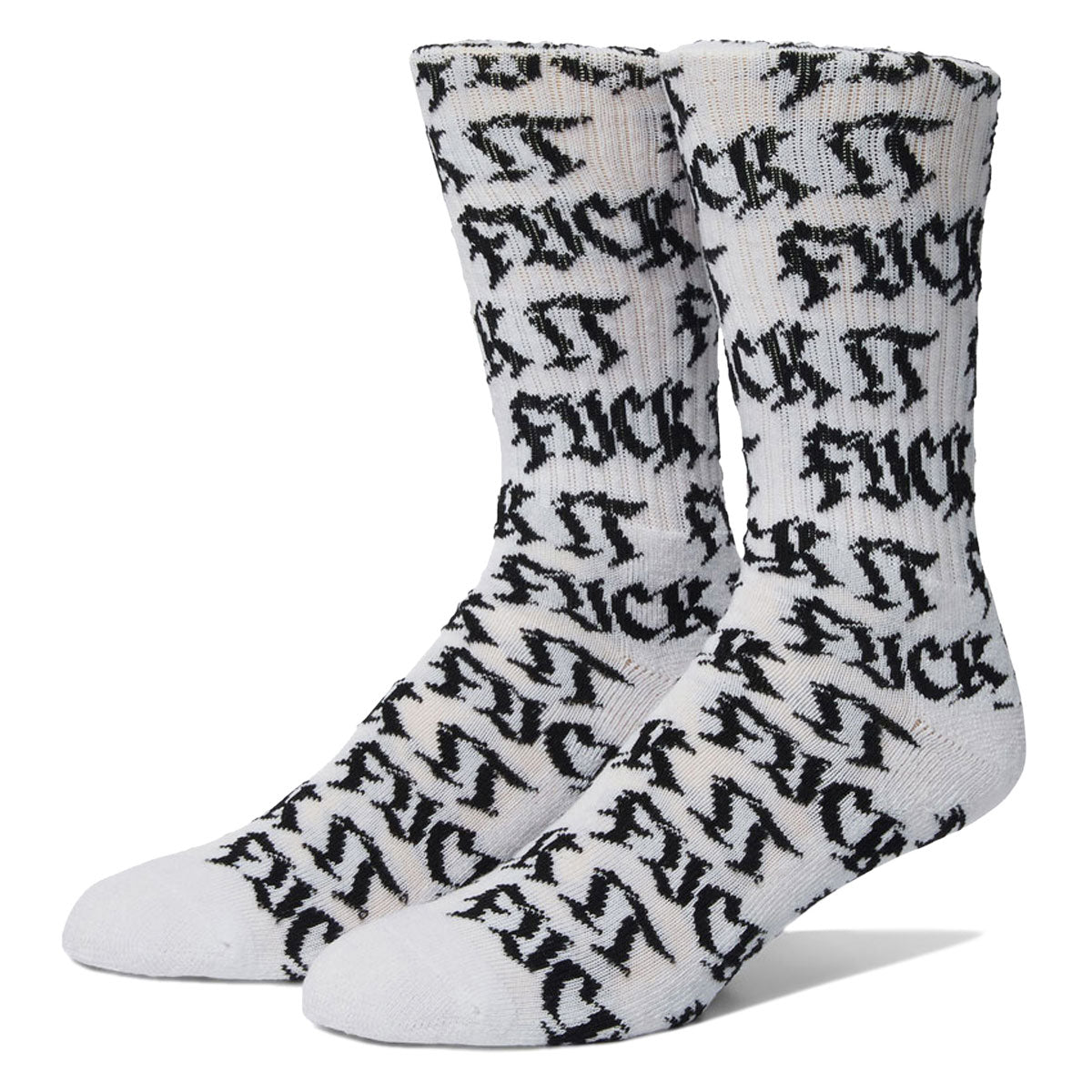 HUF Fuck It Old Style Crew Socks - White image 1