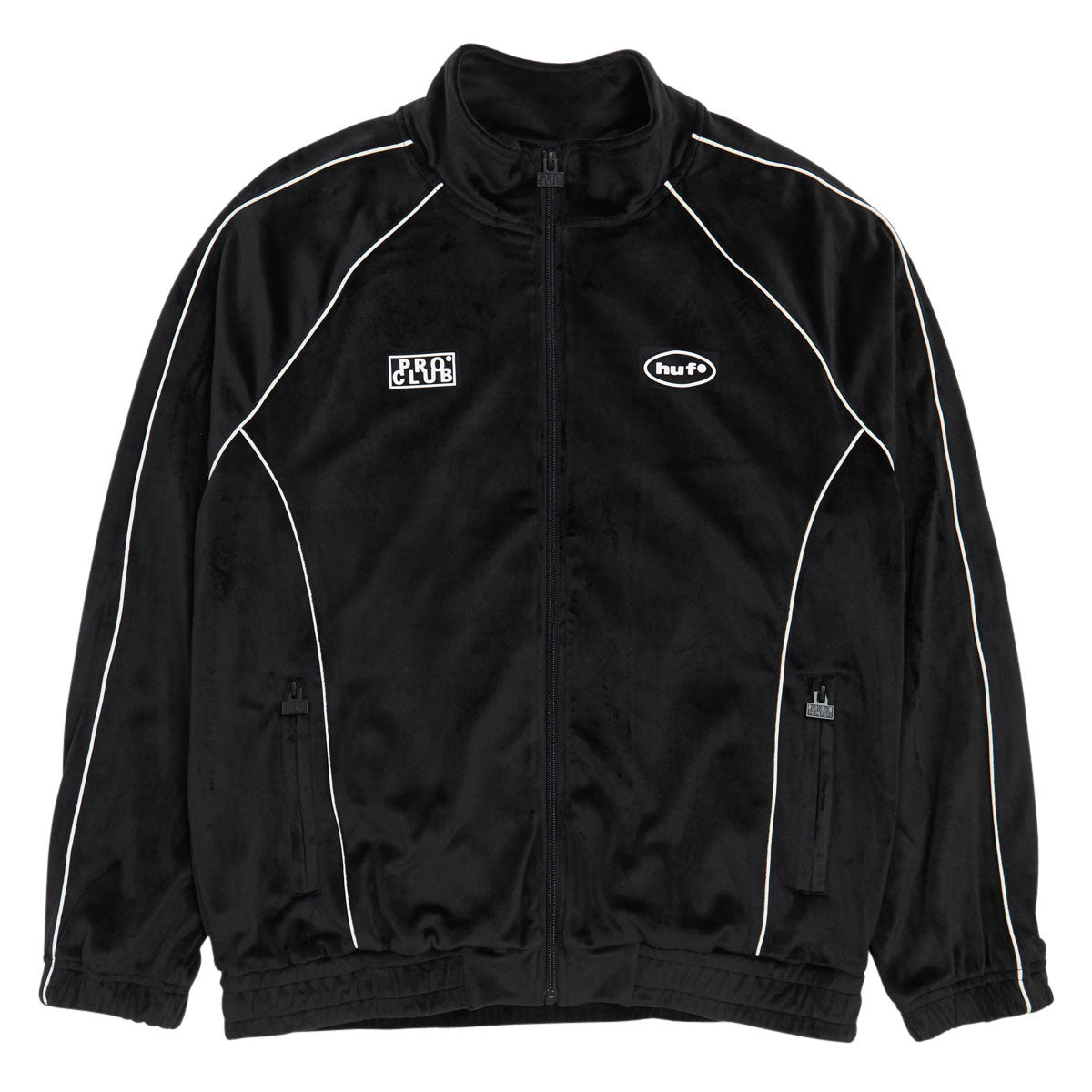 HUF x Pro Club Velour Track Jacket - Black image 1