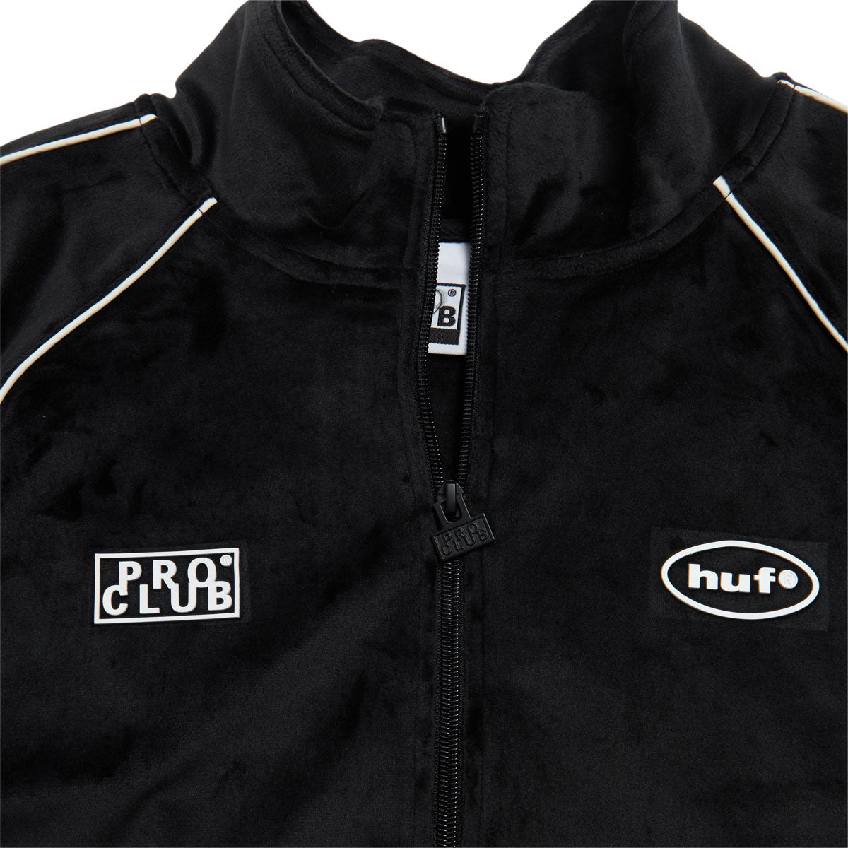 HUF x Pro Club Velour Track Jacket - Black image 3