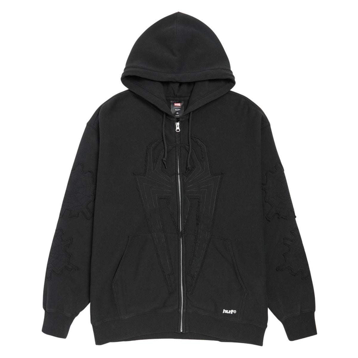 HUF x Spiderman Web Full Zip Washed Hoodie - Washed Black image 1