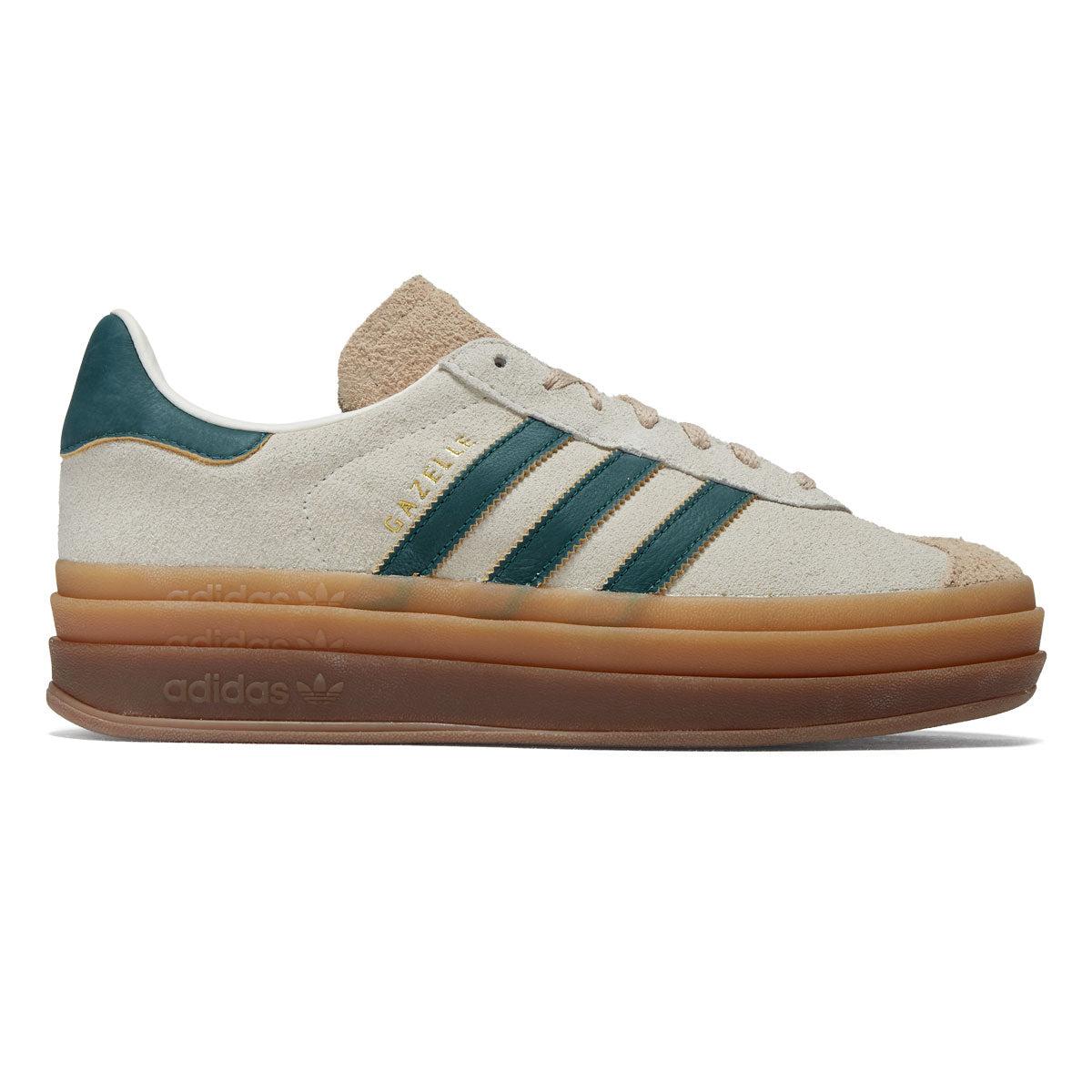 Adidas Womens Gazelle Bold Shoes - Core White/Core Green/Magic Beige image 1