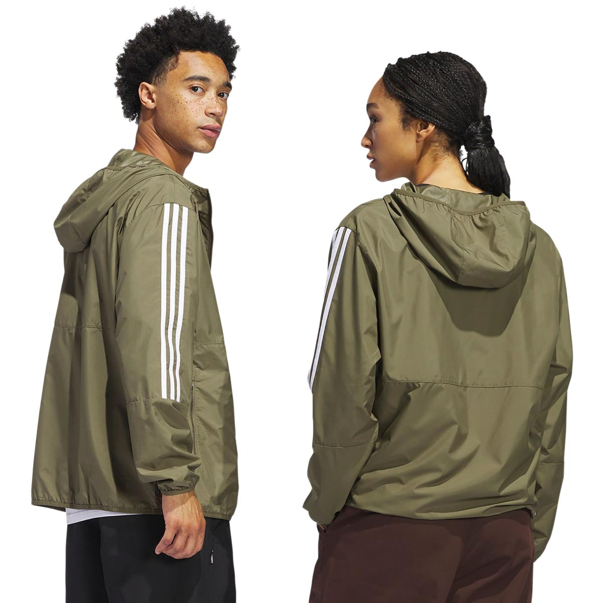 Adidas Windbreaker Jacket - Olive Strata/White image 3