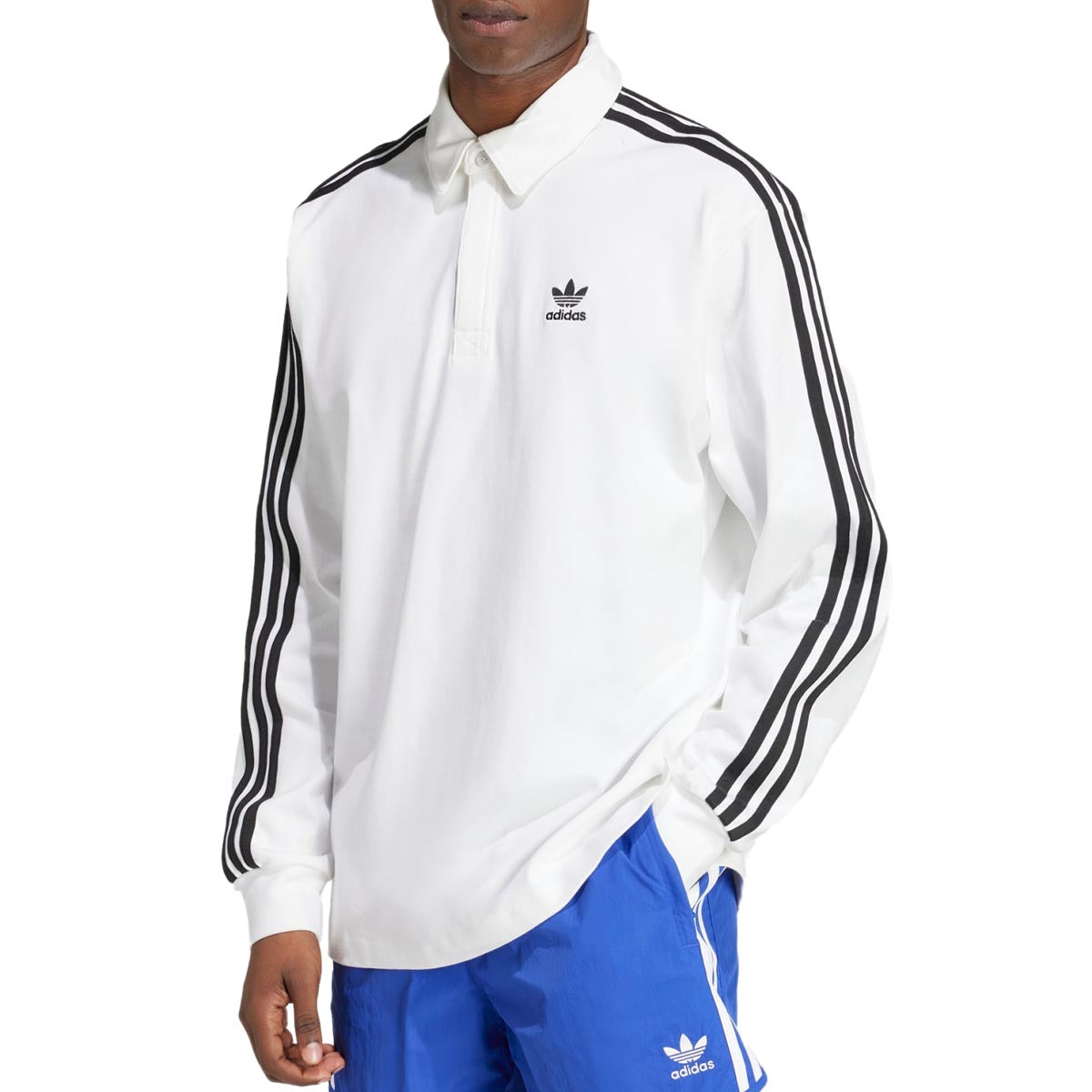 Adidas Adicolor Long Sleeve Rugby Polo Shirt - White image 1