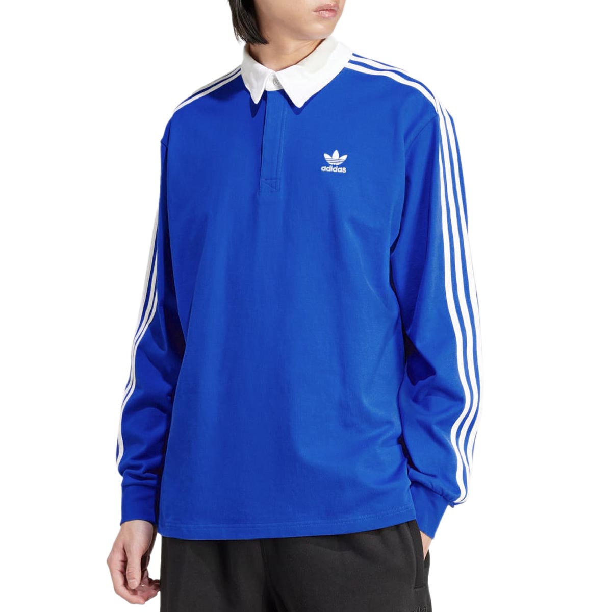Adidas Adicolor Long Sleeve Rugby Polo Shirt - Blue image 1