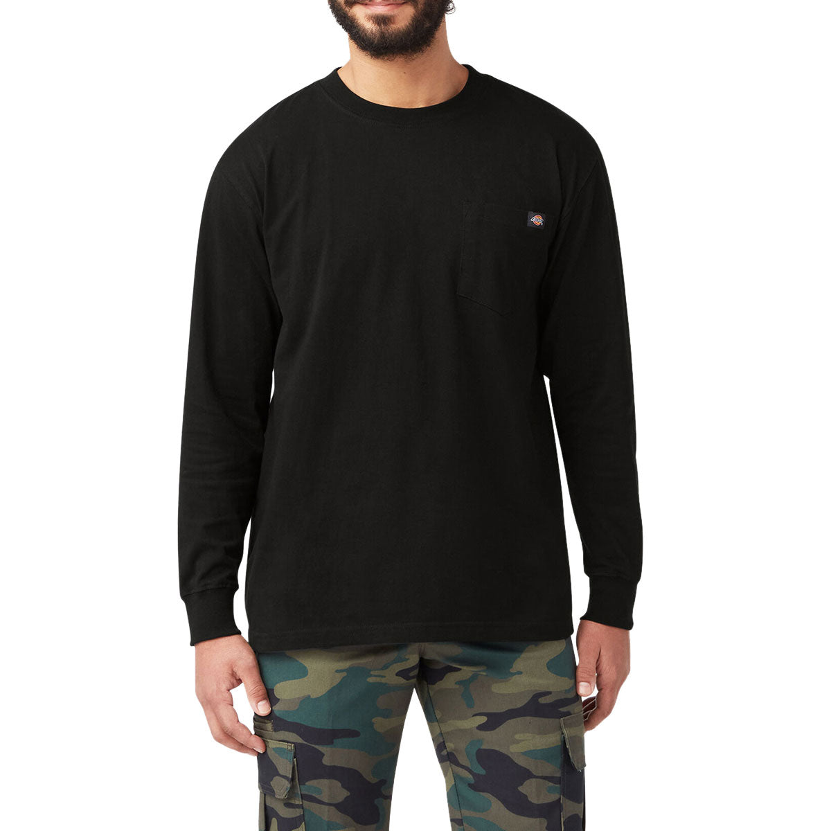 Dickies Heavyweight Long Sleeve Pocket T-Shirt - Knit Black image 2