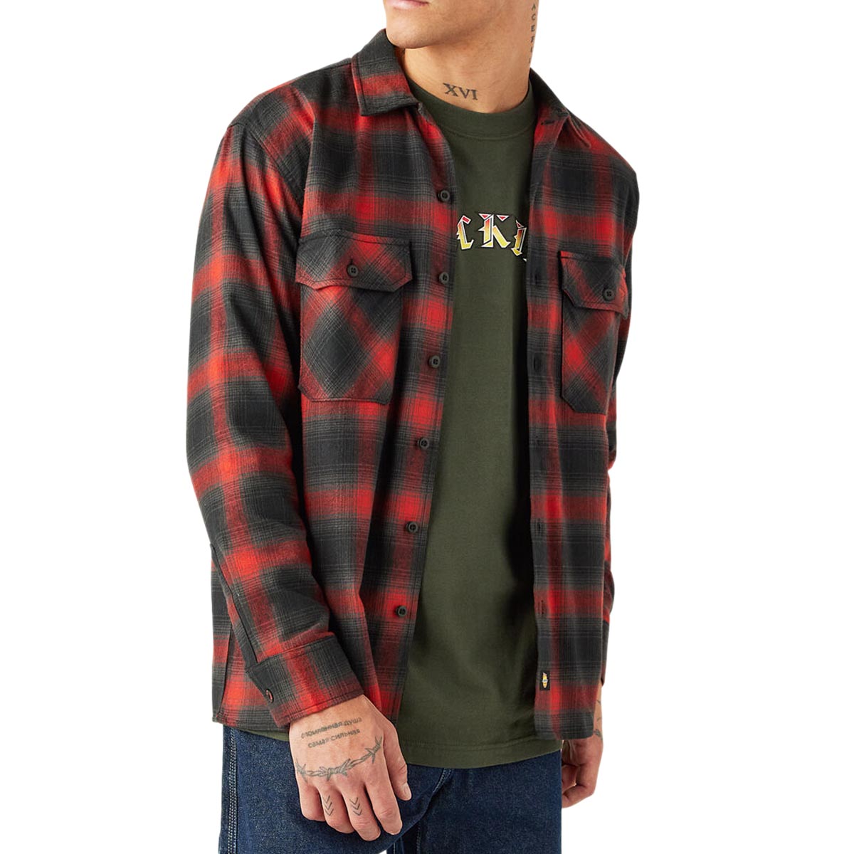 Dickies x Spitfire Flannel Shirt - Red Ochre image 5