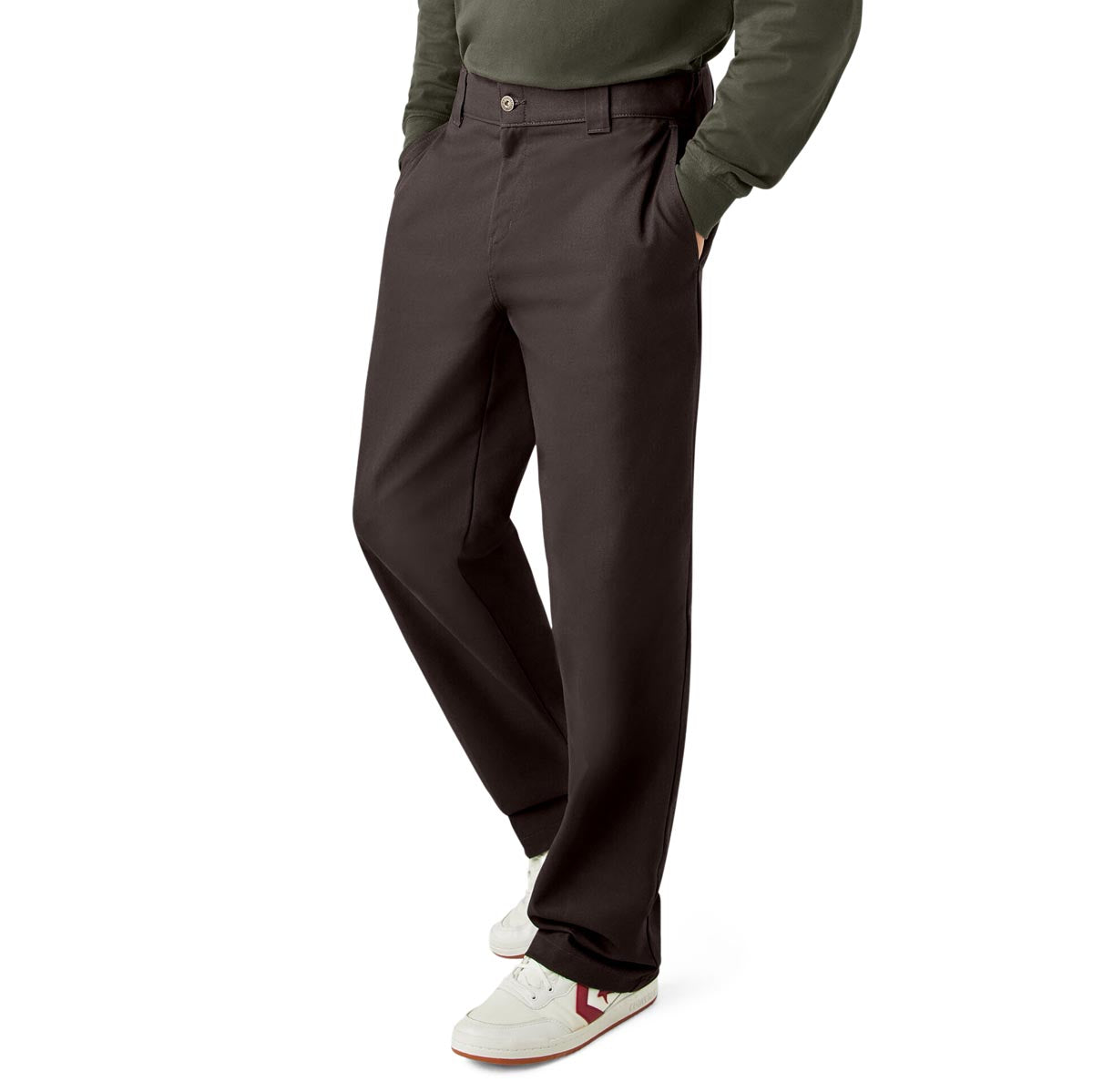 Dickies Jamie Foy Loose Straight Twill Pants - Dark Brown image 1