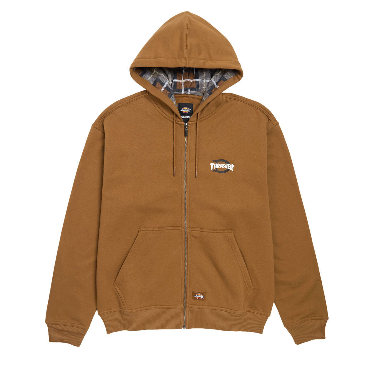 Dickies x Thrasher Zip Up Hoodie - Brown Duck image 1
