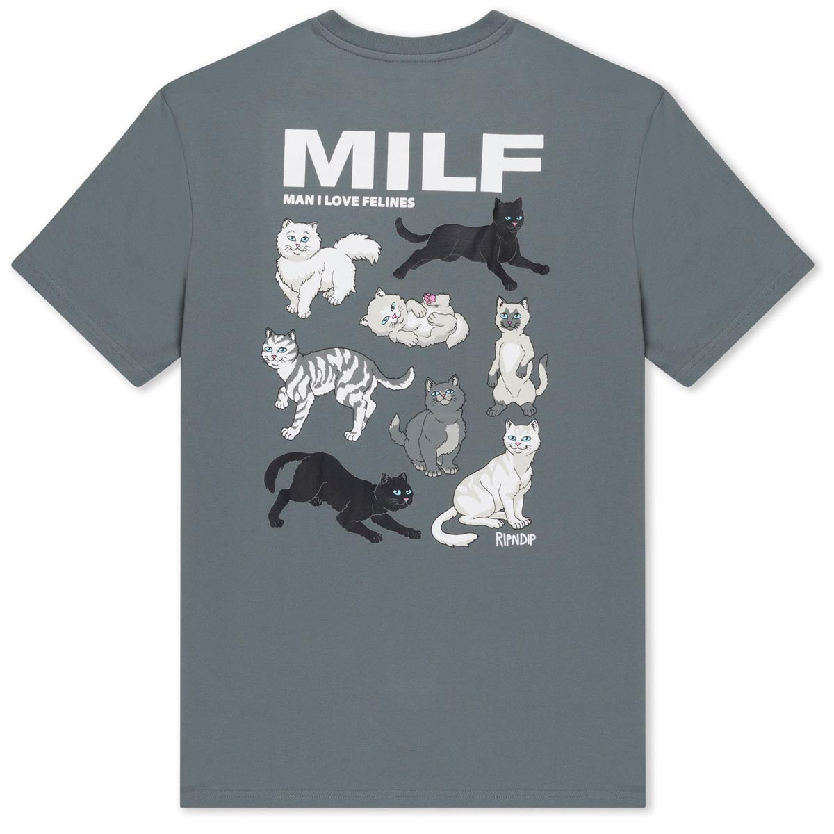 RIPNDIP Man I Love Felines T-Shirt - Charcoal image 1