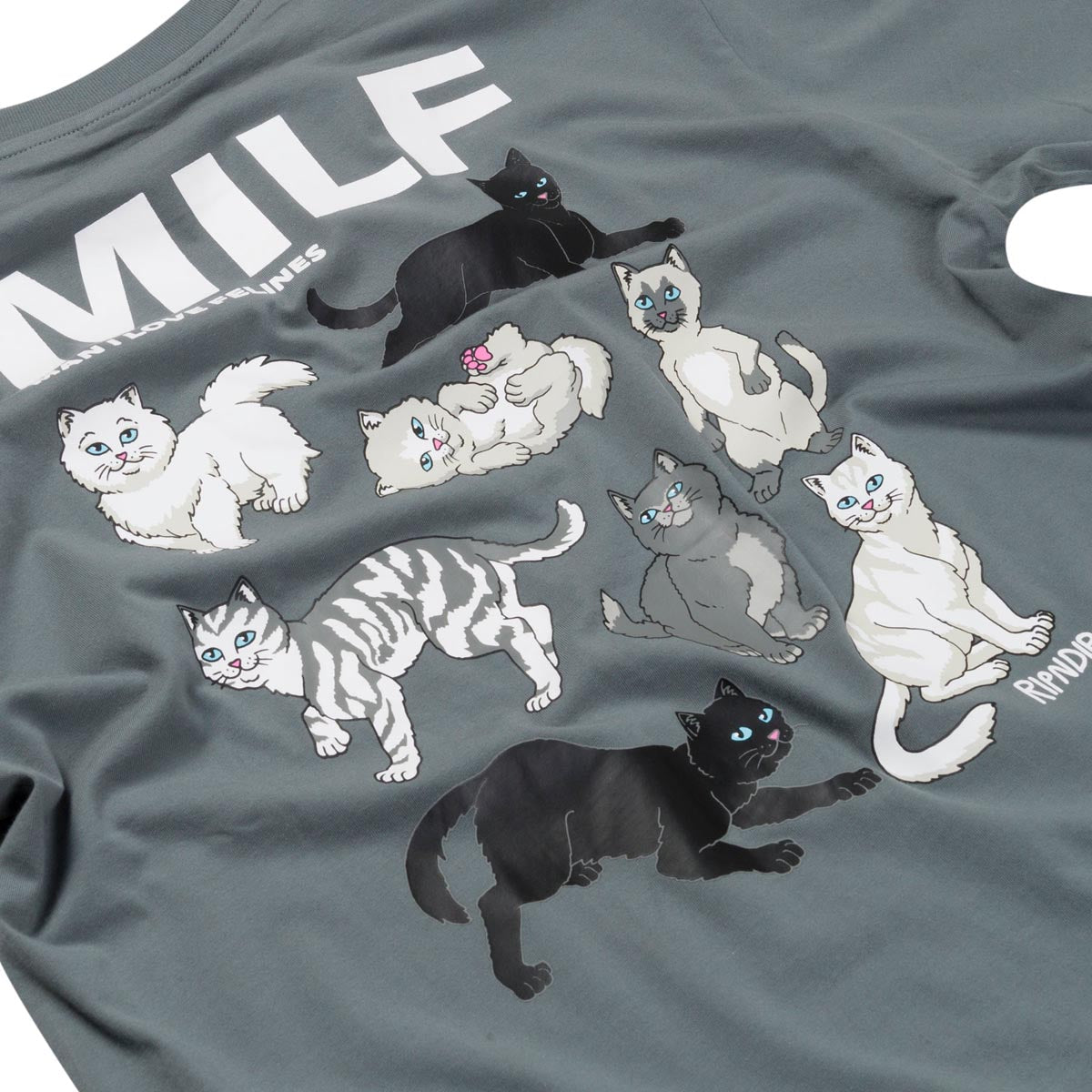 RIPNDIP Man I Love Felines T-Shirt - Charcoal image 4