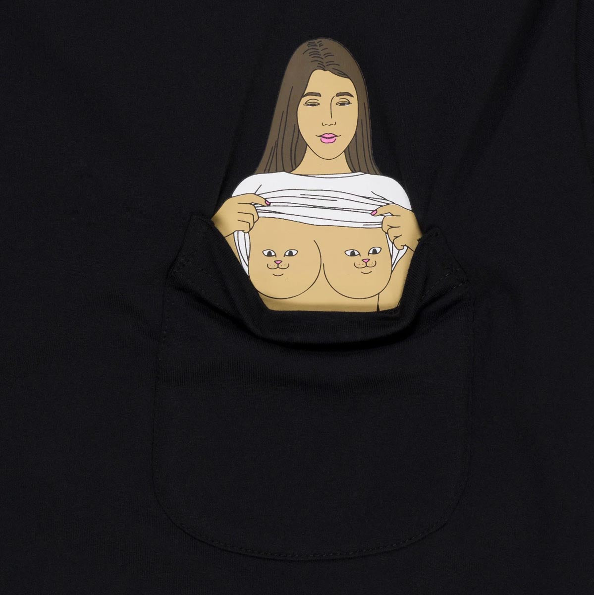 RIPNDIP Flashing Kittys Pocket T-Shirt - Black image 2