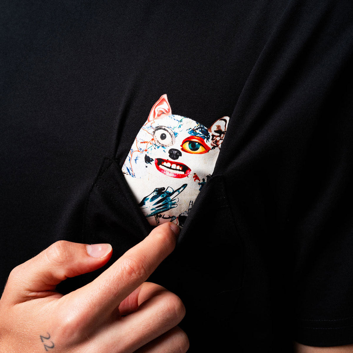 RIPNDIP Lord Nermal Collage Pocket T-Shirt - Black image 2