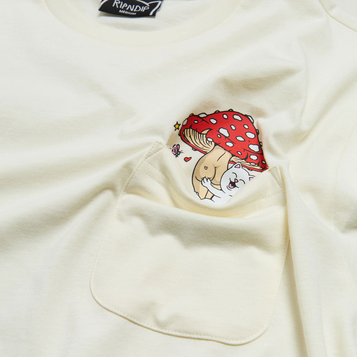RIPNDIP Funny Fungus Pocket T-Shirt - Bone image 2