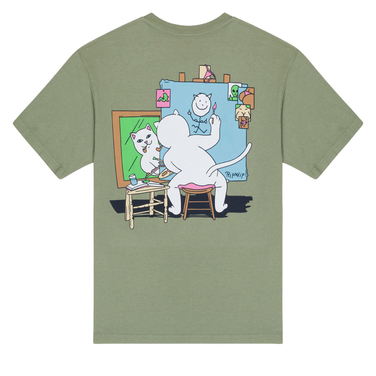 RIPNDIP Nerman Rockwell T-Shirt - Dusty Olive image 2