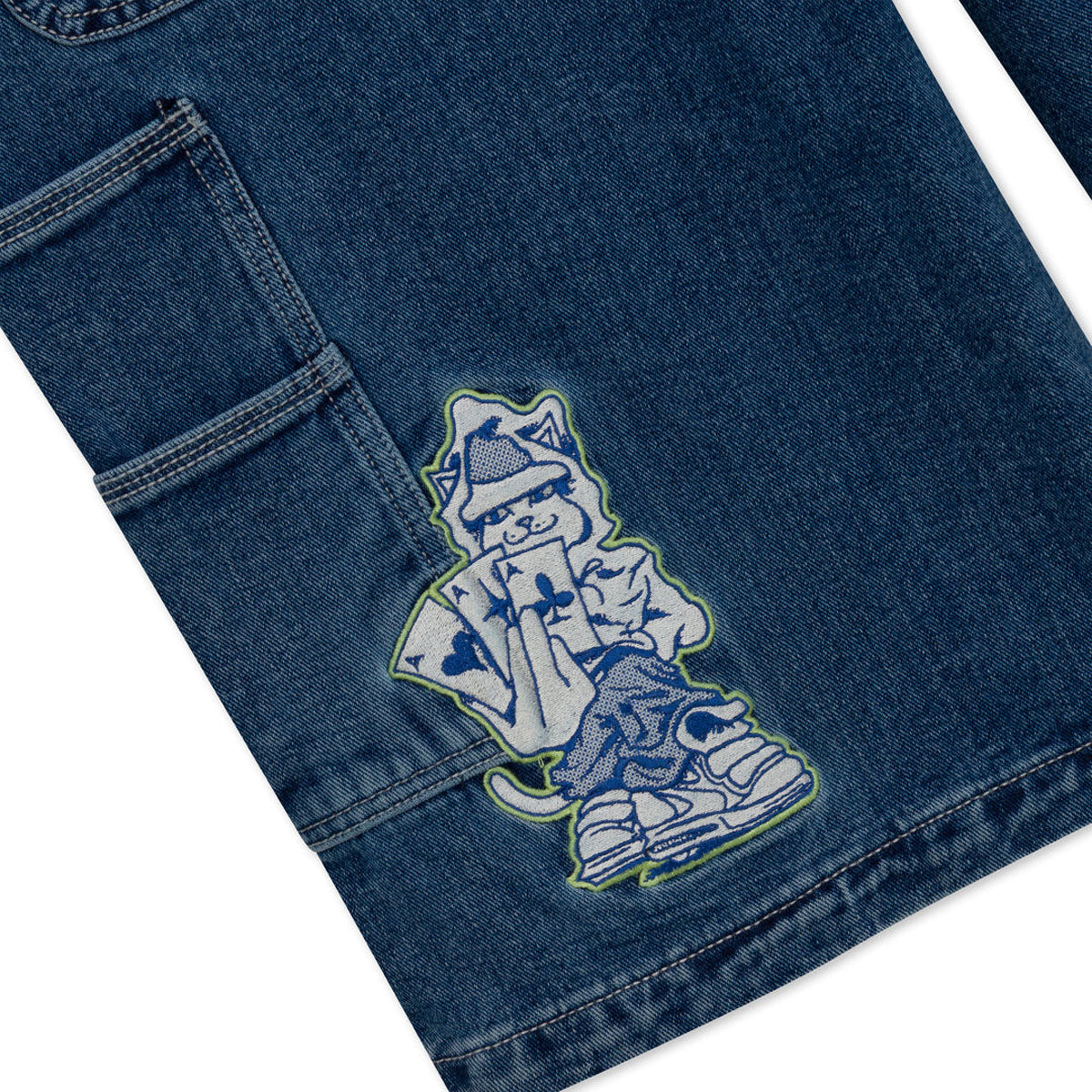 RIPNDIP Ace Ultra Wide Leg Shorts - Medium Wash image 3