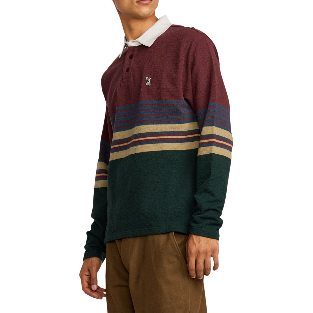 RVCA Harbor Long Sleeve Polo Shirt - Red Earth image 3