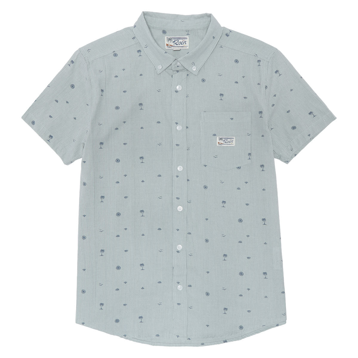 RVCA Exotica Seersucker Shirt - Green Tea image 1