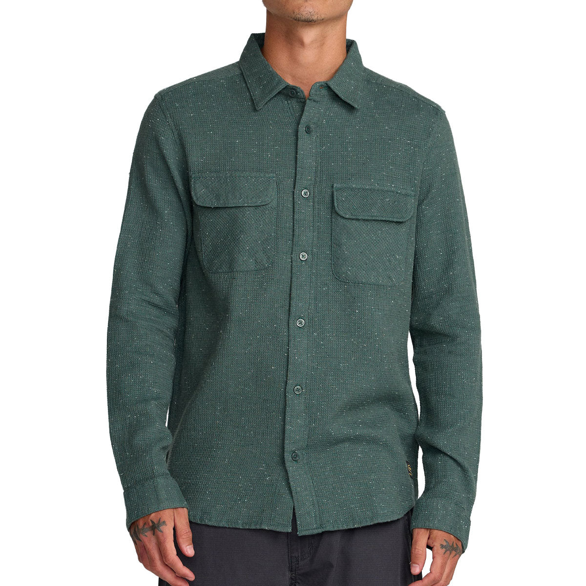 RVCA Dayshift Flannel Long Sleeve Shirt - Balsam Green image 1