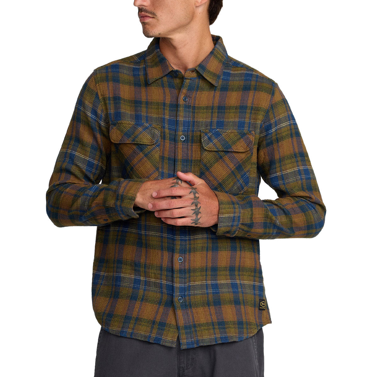 RVCA Dayshift Flannel Long Sleeve Shirt - Olive image 1