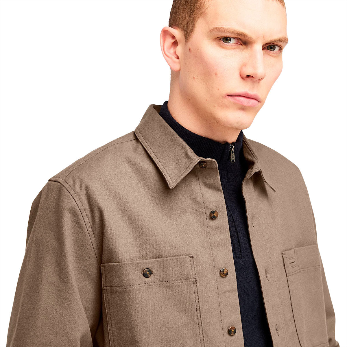 Timberland Brushed Twill Overshirt Jacket - Chocolate Chip image 3