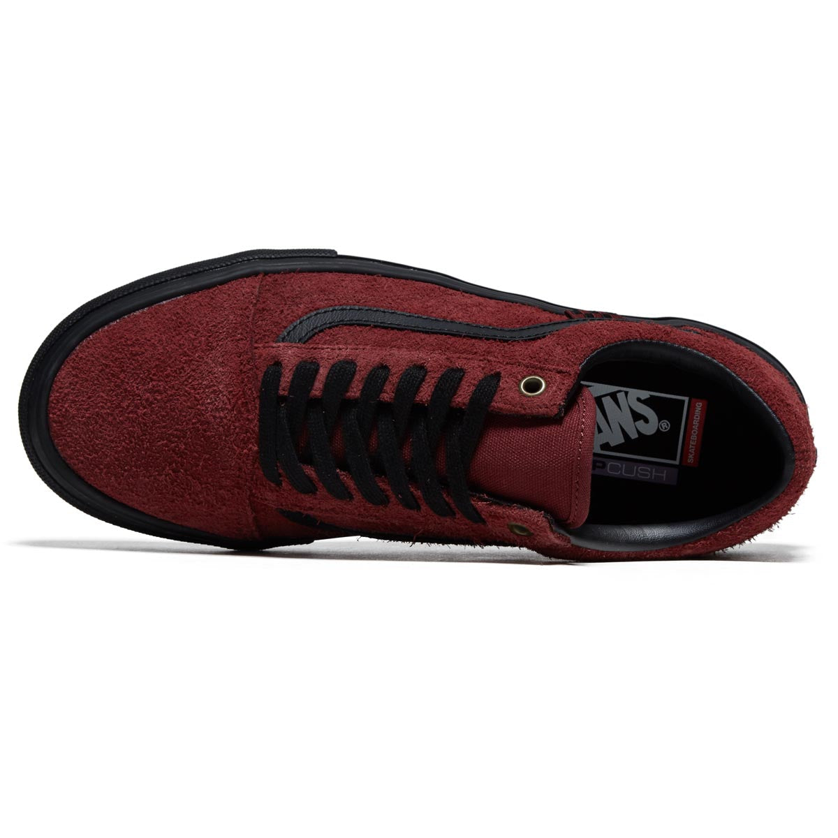 Vans Skate Old Skool Shoes - Hairy Suede Black/Burgundy image 3