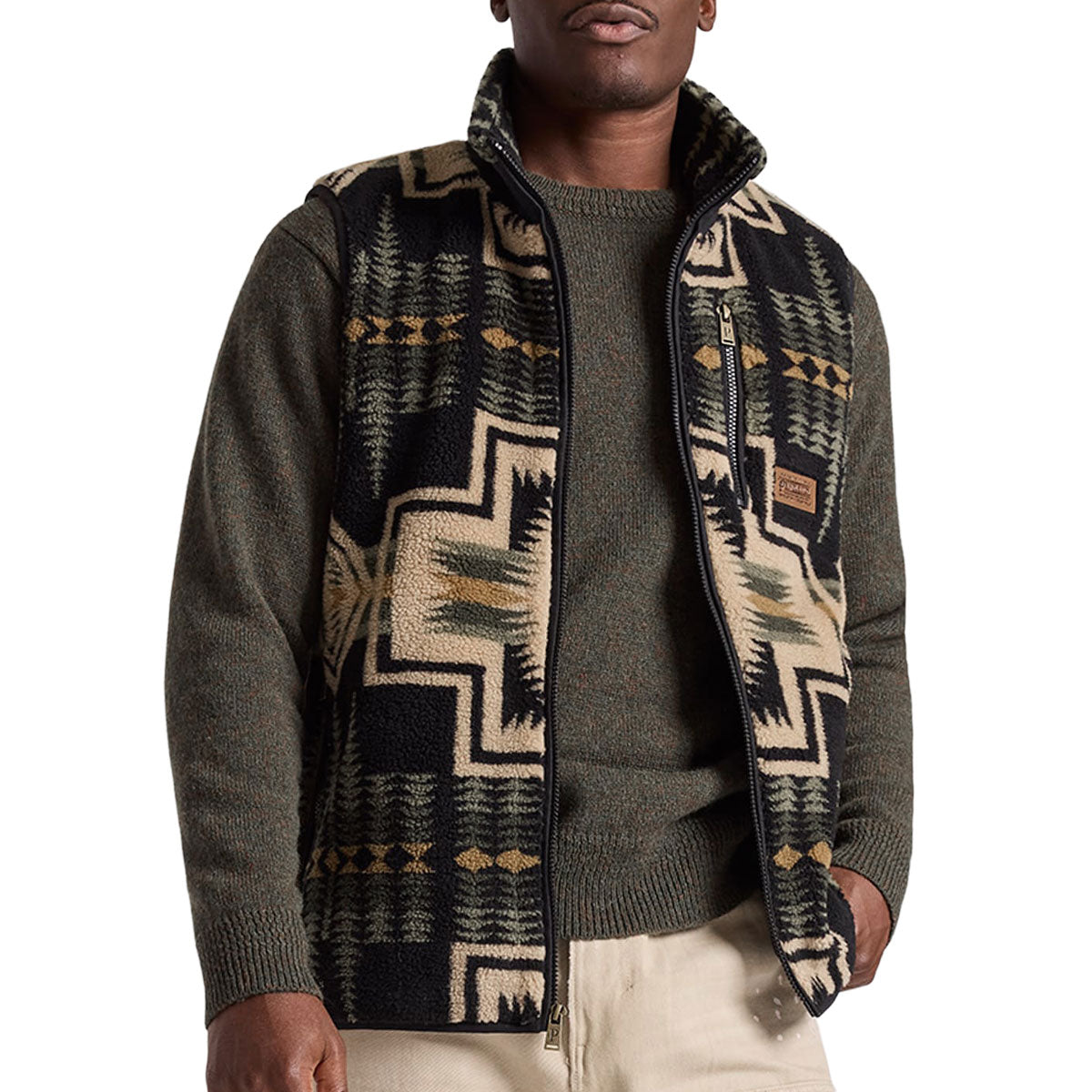 Pendleton Mesa Range Fleece Vest - Green Tan Harding image 1