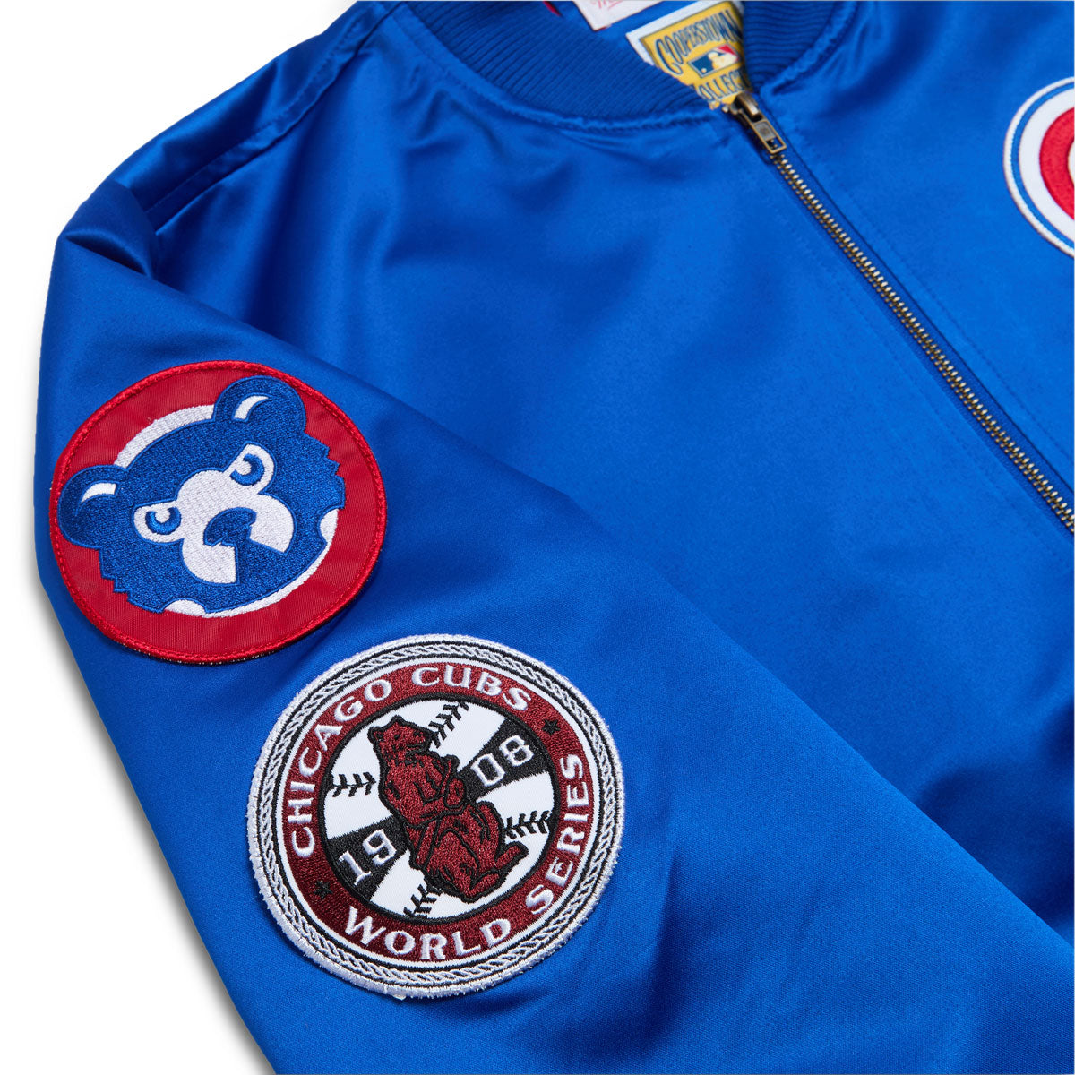 Mitchell & Ness x MLB Cubs Vintage Logo Satin Bomber Jacket - Royal image 4