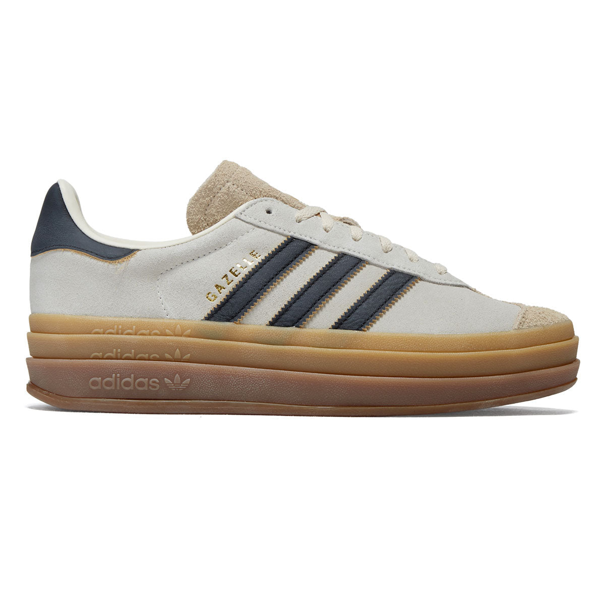 Adidas Womens Gazelle Bold Shoes - Cream White/Core Black/Sand Strata image 1
