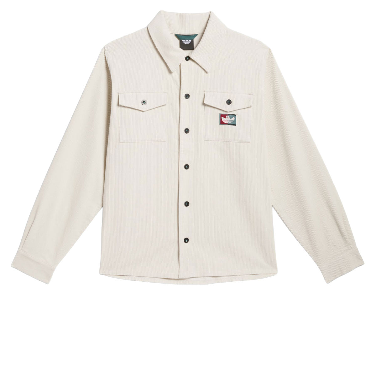 Adidas Shmoofoil Corduroy Long Sleeve Shirt - Aluminum/Shadow Red image 1