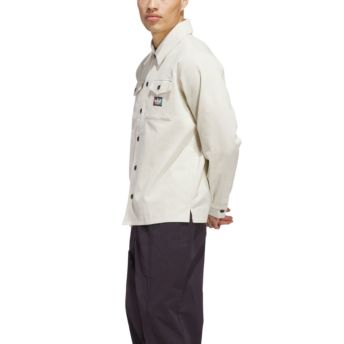 Adidas Shmoofoil Corduroy Long Sleeve Shirt - Aluminum/Shadow Red image 2