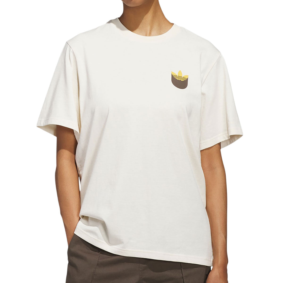 Adidas Skate Trefoil Shadow T-Shirt - Wonder White/Rust Orange image 3