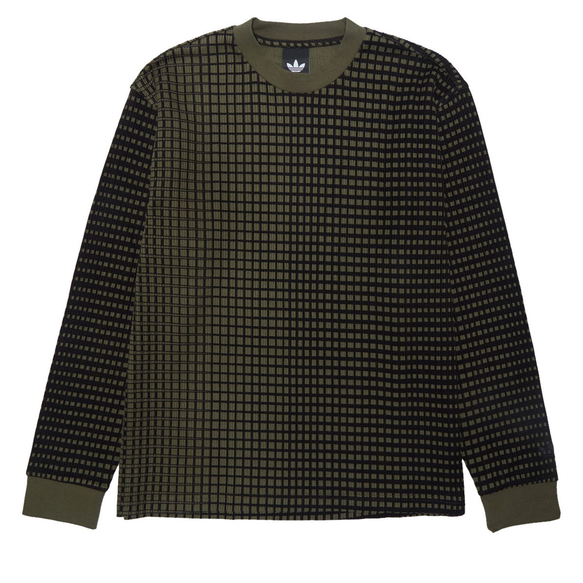 Adidas Waffle Knit Camo Long Sleeve Thermal Shirt - Olive Strata/Black image 1