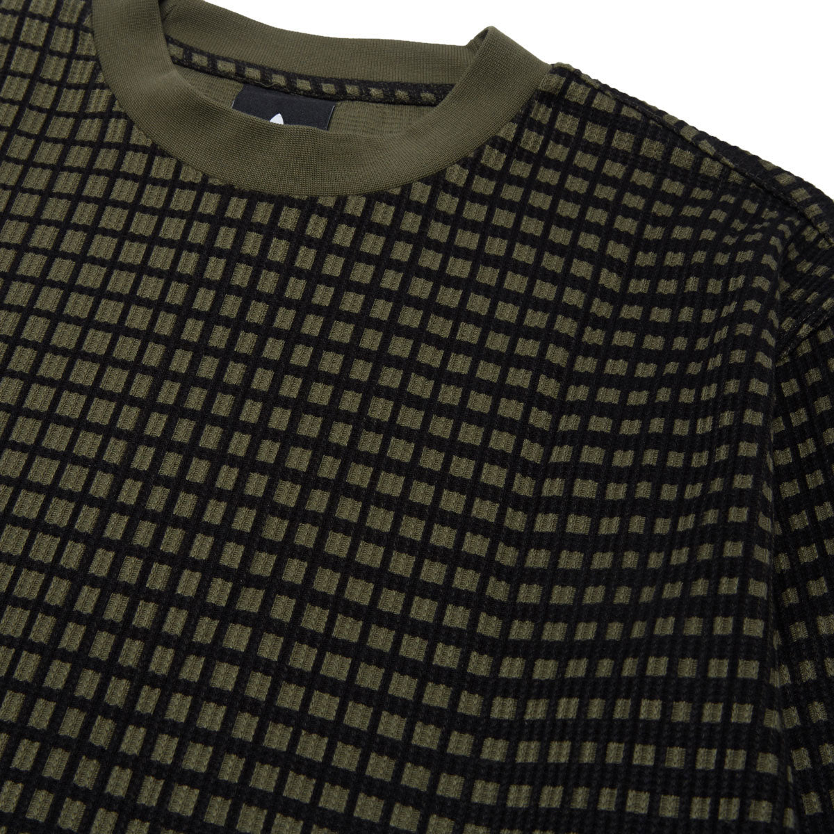 Adidas Waffle Knit Camo Long Sleeve Thermal Shirt - Olive Strata/Black image 3