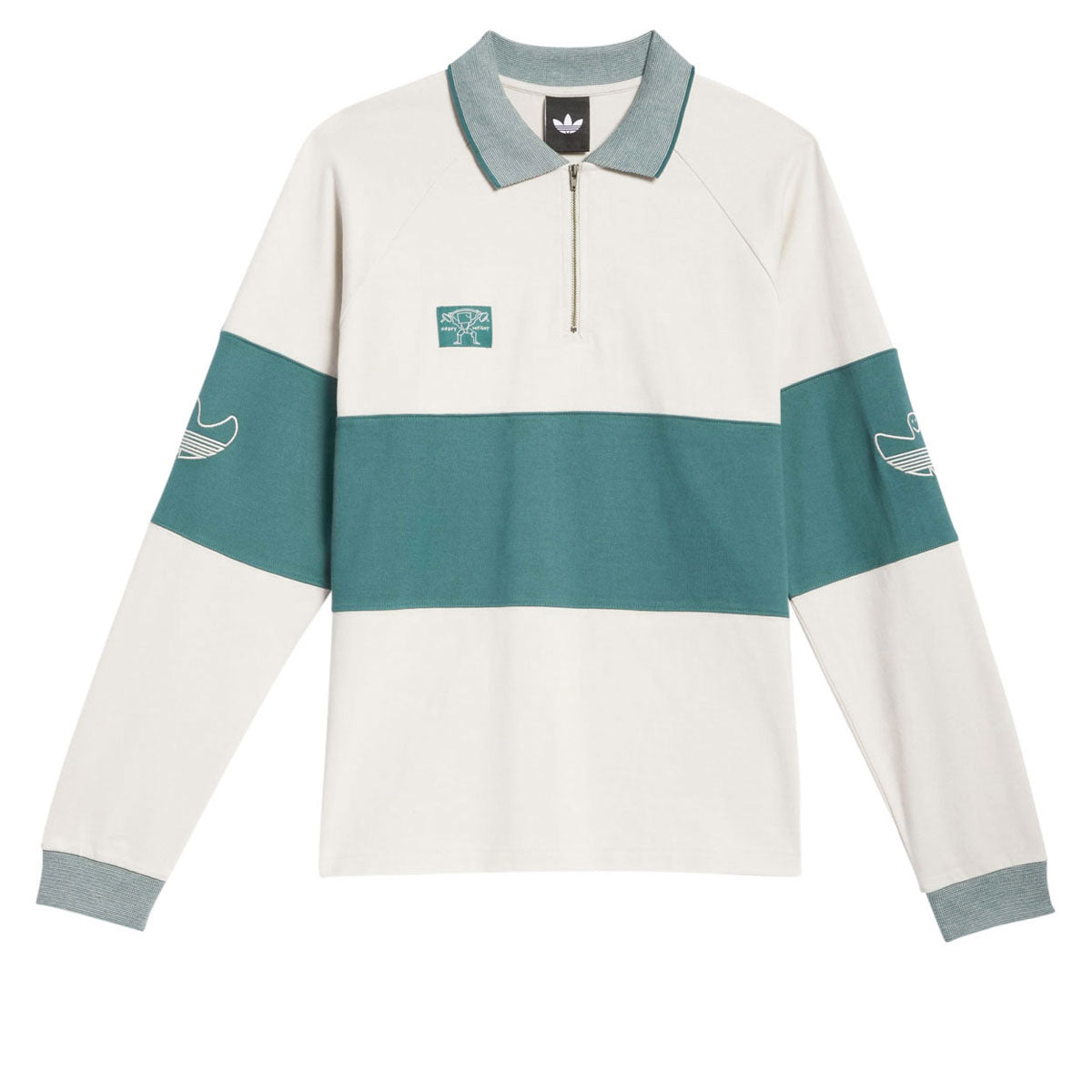 Adidas Shmoofoil Heavyweight Long Sleeve Rugby Shirt - Aluminum/Preloved Violet image 1