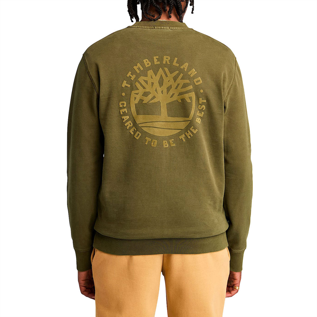 Timberland Garment Dye Back Graphic Crew Neck Sweatshirt - Dark Olive image 2