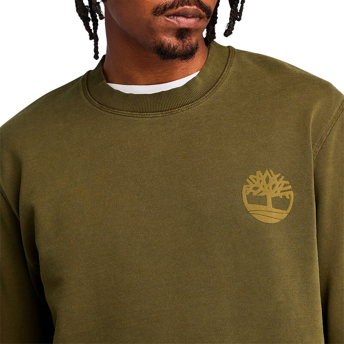 Timberland Garment Dye Back Graphic Crew Neck Sweatshirt - Dark Olive image 3