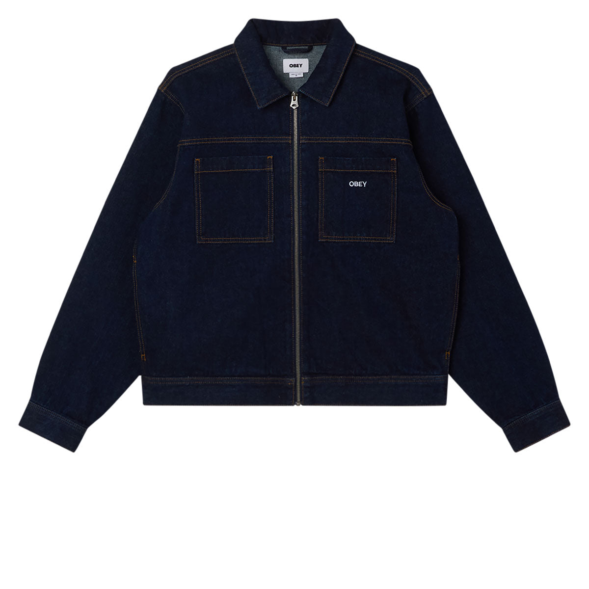 Obey Icon Hardwork Zip Up Jacket - Rinse Indigo image 1