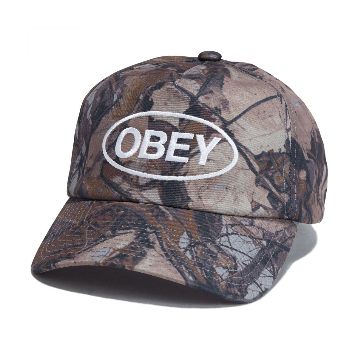 Obey Oval 5 Panel Strapback Hat - Fence Camo Multi image 1