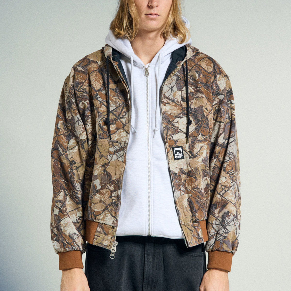 Obey Glen Zip Up Jacket - Fence Camo Multi image 5
