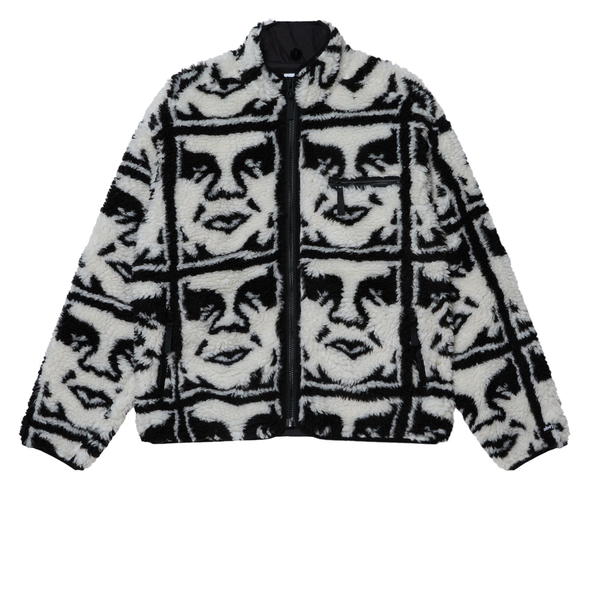 Obey Repeated Icon Sherpa Jacket - Black Multi image 1